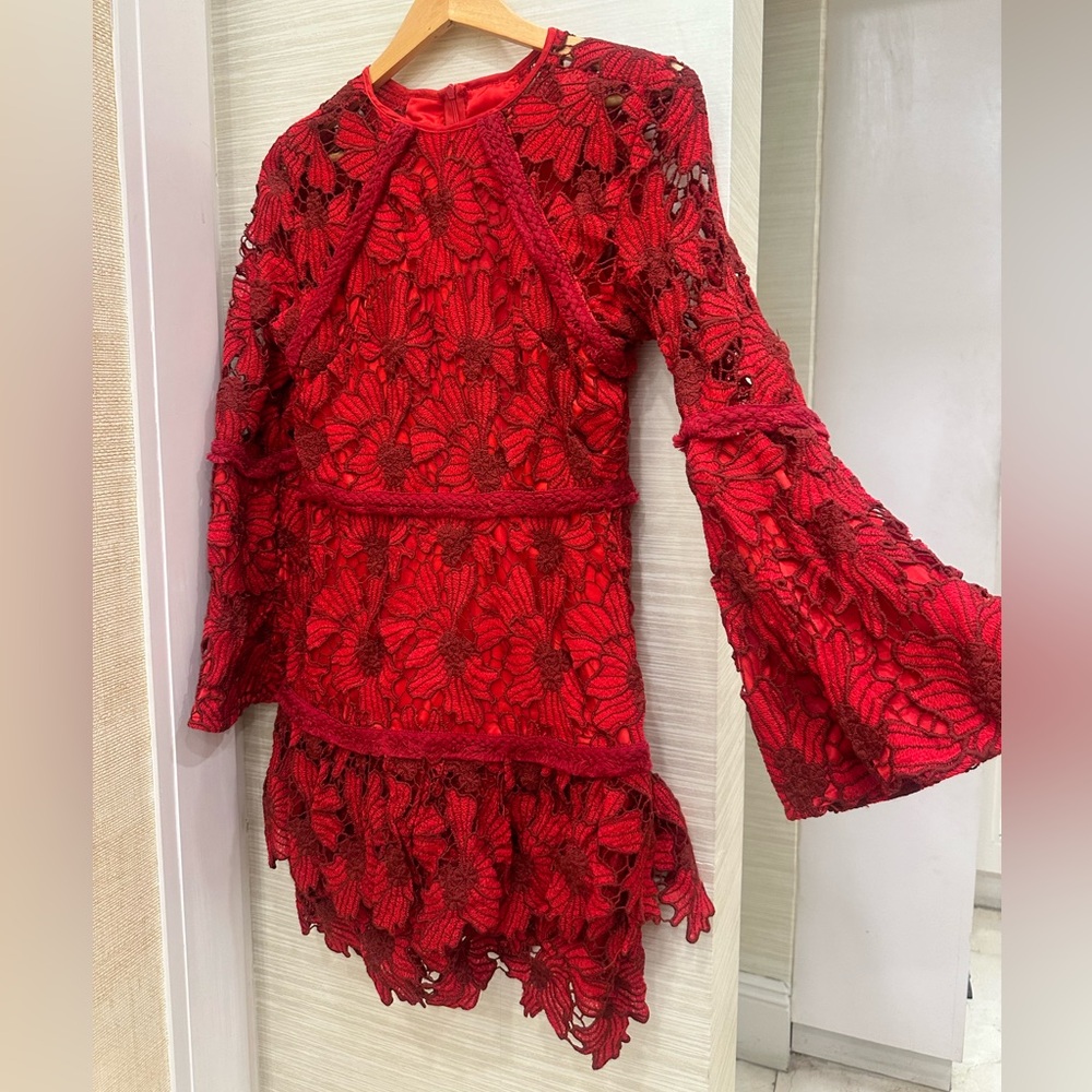 Beulah Vibrant Red Lace Dress